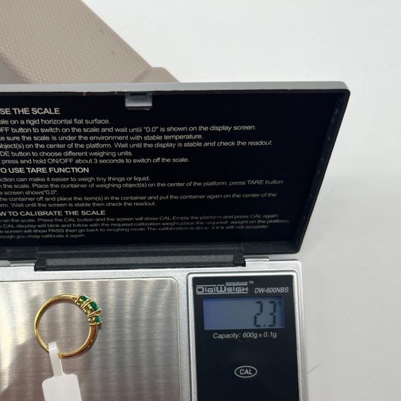 3 Stone Genuine Green Oval Onyx Ring Sterling Silver Vermeil Size 9.25 NWT - Picture 8 of 10